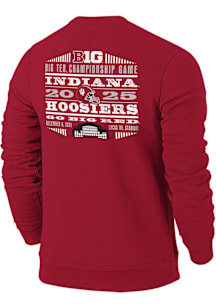 Indiana Hoosiers Mens Crimson 2025 Big 10 Football Championships Long Sleeve Crew Sweatshirt