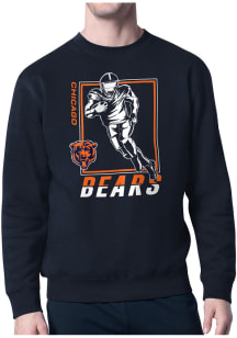 Starter Chicago Bears Mens Navy Blue Grid Long Sleeve Crew Sweatshirt