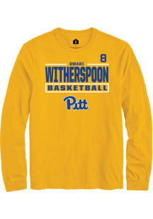 Omari Witherspoon Mens Gold Pitt Panthers NIL Stacked Box Long Sleeve Player T Shirt