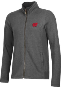 Womens Wisconsin Badgers Charcoal Gear for Sports Relaxed Luxe Long Sleeve Full Zip Jacket