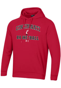 Mens Cincinnati Bearcats Red Under Armour Basketball Rival Hooded Sweatshirt
