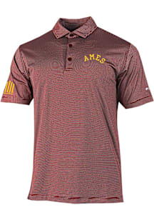 Columbia Iowa State Cyclones Mens Cardinal Ames 5-Bar Short Sleeve Polo