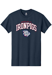 Summit Sportswear Lehigh Valley Ironpigs Navy Blue Arch Mascot Short Sleeve T Shirt