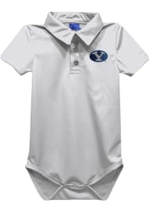 Vive La Fete BYU Cougars Baby White Team Short Sleeve One Piece Polo