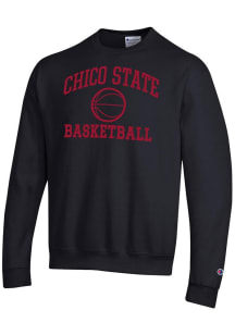 Champion CSU Chico Wildcats Mens Black Basketball Powerblend Long Sleeve Crew Sweatshirt