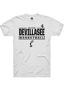 Caliyah DeVillasee Cincinnati Bearcats White NIL Stacked Box Short Sleeve Player T Shirt