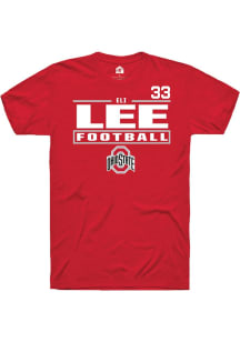 Eli Lee Rally Mens Red Ohio State Buckeyes NIL Stacked Box Player T Shirt