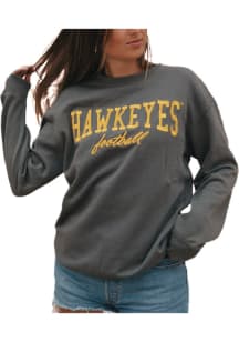 Womens Iowa Hawkeyes Dark Grey Gameday Social Tebow Crew Sweatshirt