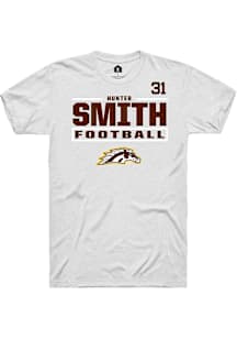 Hunter Smith Western Michigan Broncos White Football NIL Stacked Box Short Sleeve Player T Shirt