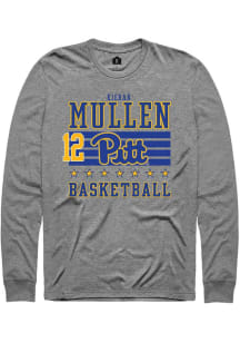 Kieran Mullen Mens Grey Pitt Panthers NIL Striped Long Sleeve Player T Shirt