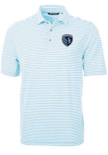 Cutter and Buck Sporting Kansas City Light Blue Virtue Eco Pique Stripe Big and Tall Polo