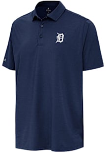 Antigua Detroit Tigers Mens Navy Blue Hurdle Short Sleeve Polo
