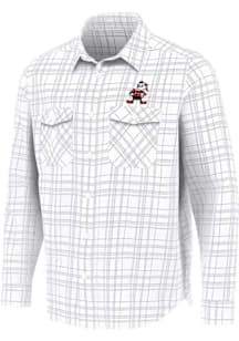 Antigua Cleveland Browns Mens White Retro Private Long Sleeve Dress Shirt