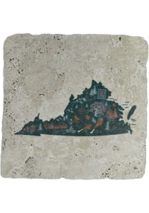 Virginia State Shape with Icons Coaster - White