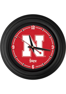 Black Nebraska Cornhuskers Traditional Wall Clock
