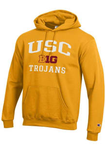 Mens USC Trojans Gold Champion Big Ten Powerblend Hooded Sweatshirt