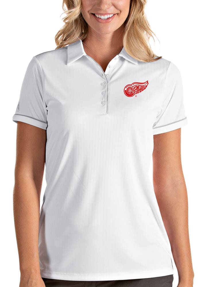 Antigua Detroit Red Wings Womens White Salute Short Sleeve Polo Shirt