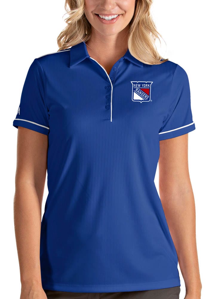 Antigua New York Rangers Womens Blue Salute Short Sleeve Polo Shirt