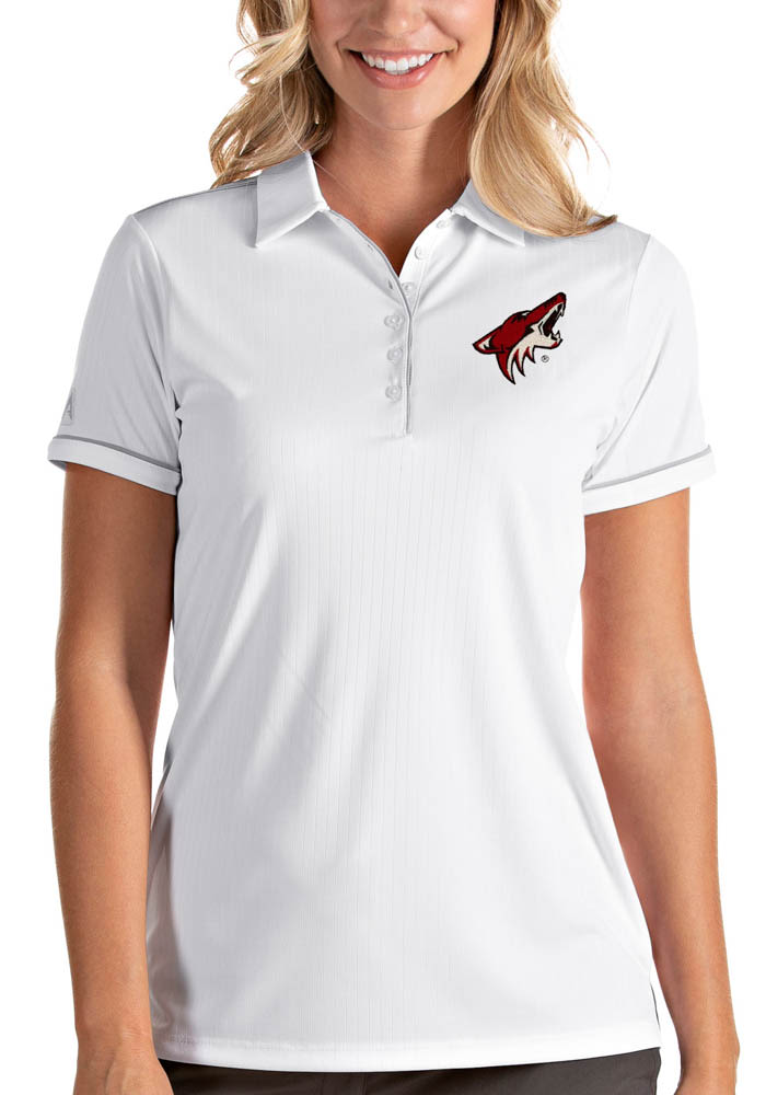 Antigua Arizona Coyotes Womens White Salute Short Sleeve Polo Shirt