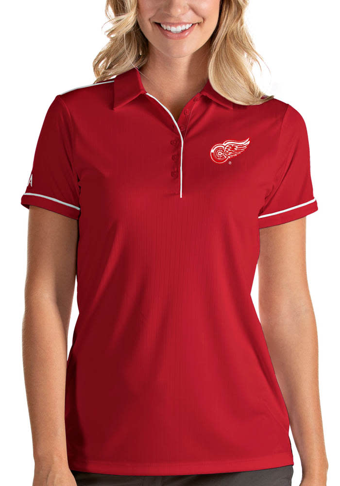 Antigua Detroit Red Wings Womens Red Salute Short Sleeve Polo Shirt
