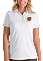 Antigua Calgary Flames Womens White Salute Short Sleeve Polo Shirt