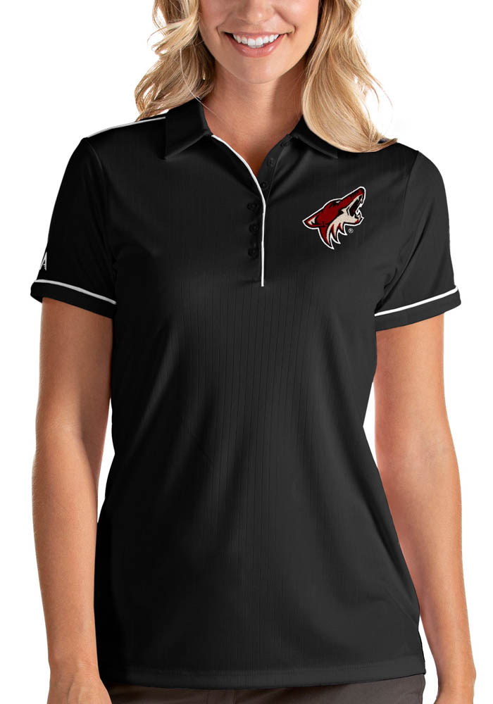 Antigua Arizona Coyotes Womens Black Salute Short Sleeve Polo Shirt