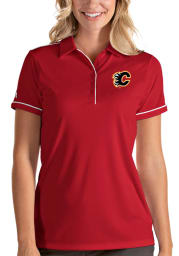 Antigua Calgary Flames Womens Red Salute Short Sleeve Polo Shirt