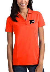 Antigua Philadelphia Flyers Womens Orange Tribute Short Sleeve Polo Shirt