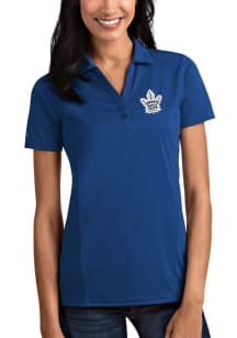 Antigua Toronto Maple Leafs Womens Blue Tribute Short Sleeve Polo Shirt