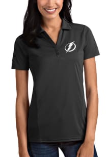 Antigua Tampa Bay Lightning Womens Grey Tribute Short Sleeve Polo Shirt