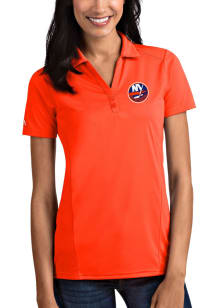 Antigua New York Islanders Womens Orange Tribute Short Sleeve Polo Shirt