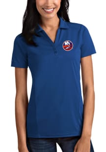 Antigua New York Islanders Womens Blue Tribute Short Sleeve Polo Shirt