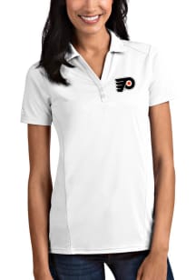 Antigua Philadelphia Flyers Womens White Tribute Short Sleeve Polo Shirt