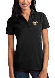 Antigua Pittsburgh Penguins Womens Black Tribute Short Sleeve Polo Shirt