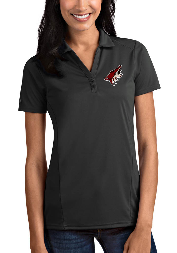 Antigua Arizona Coyotes Womens Grey Tribute Short Sleeve Polo Shirt