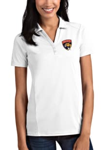 Antigua Florida Panthers Womens White Tribute Short Sleeve Polo Shirt