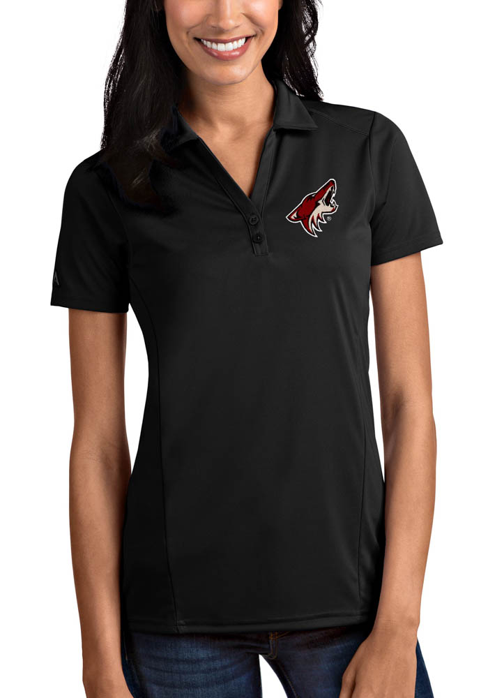 Antigua Arizona Coyotes Womens Black Tribute Short Sleeve Polo Shirt
