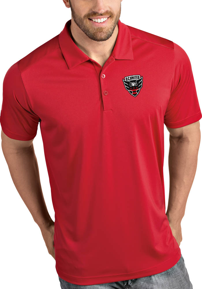 Antigua DC United Mens Red Tribute Short Sleeve Polo