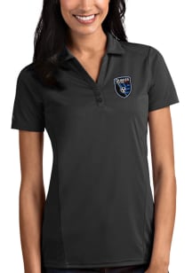 Antigua San Jose Earthquakes Womens Grey Tribute Short Sleeve Polo Shirt