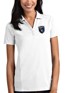 Antigua San Jose Earthquakes Womens White Tribute Short Sleeve Polo Shirt