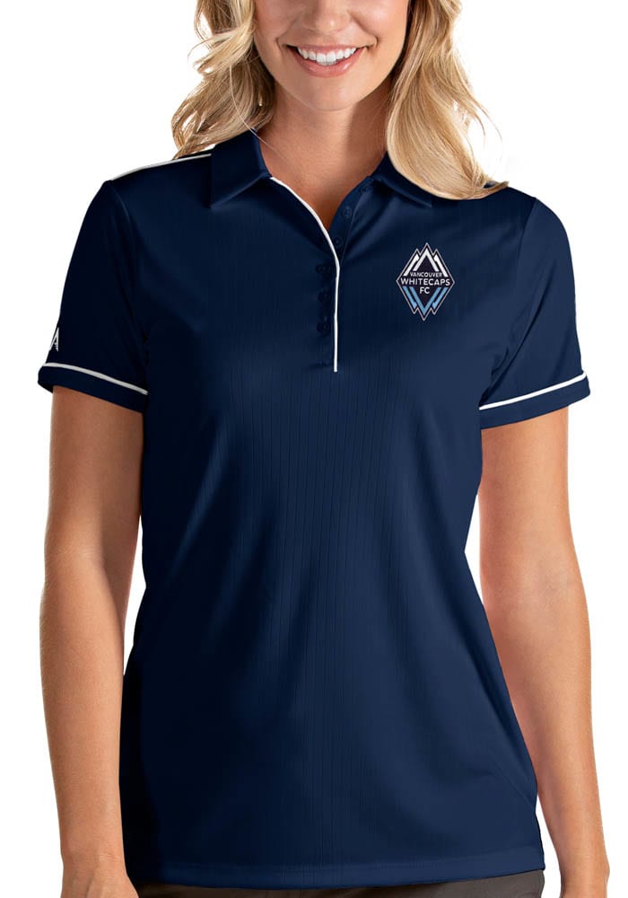 Antigua Vancouver Whitecaps FC Womens Navy Blue Salute Short Sleeve Polo Shirt