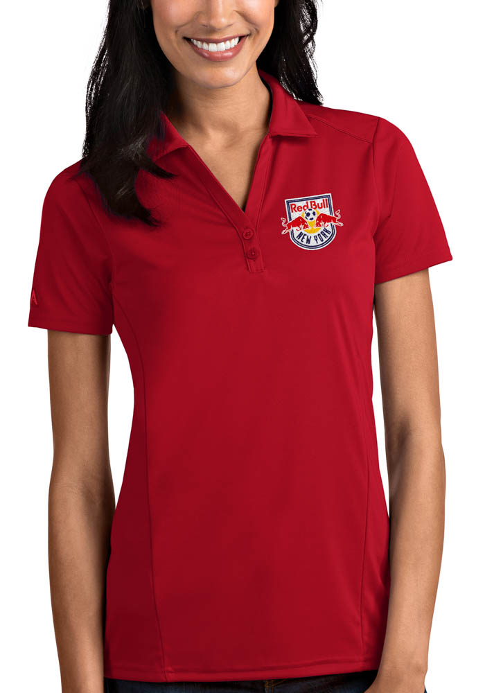 Antigua New York Red Bulls Womens Red Tribute Short Sleeve Polo Shirt