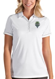 Antigua Seattle Sounders FC Womens White Salute Short Sleeve Polo Shirt