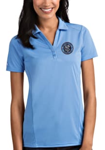 Antigua New York City FC Womens Blue Tribute Short Sleeve Polo Shirt