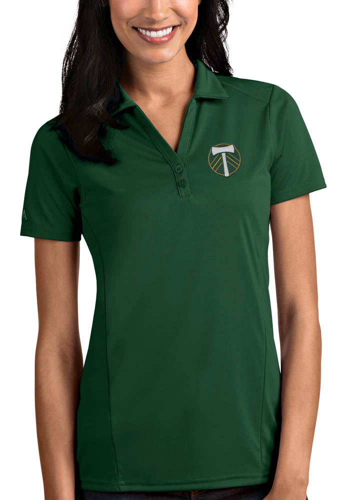 Antigua Portland Timbers Womens Green Tribute Short Sleeve Polo Shirt