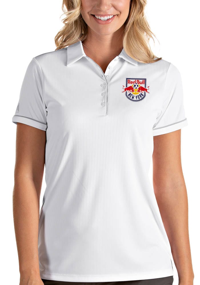 Antigua New York Red Bulls Womens White Salute Short Sleeve Polo Shirt