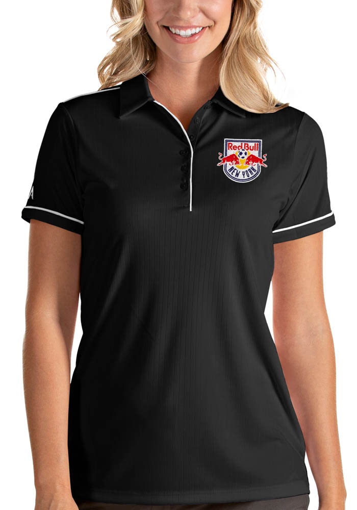 Antigua New York Red Bulls Womens Black Salute Short Sleeve Polo Shirt