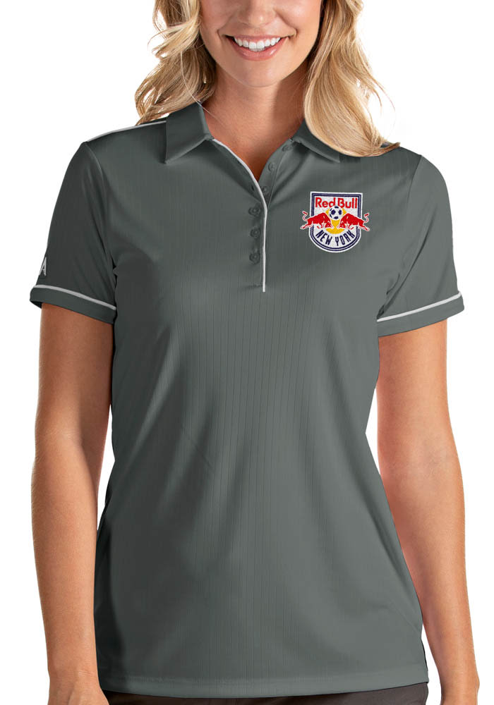 Antigua New York Red Bulls Womens Grey Salute Short Sleeve Polo Shirt