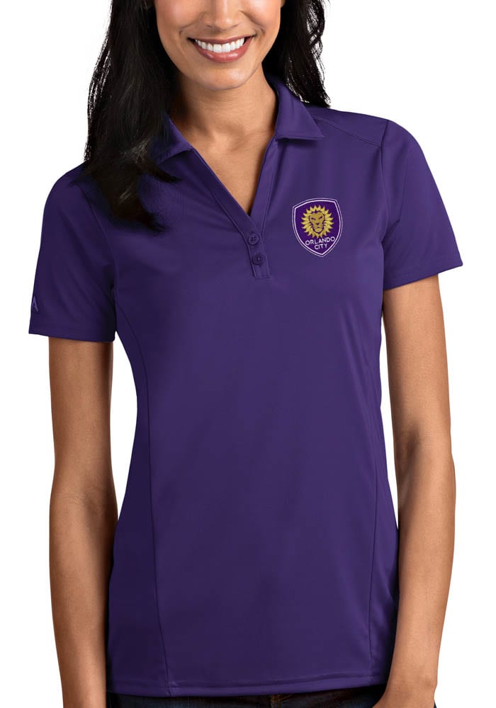 Antigua Orlando City SC Womens Purple Tribute Short Sleeve Polo Shirt