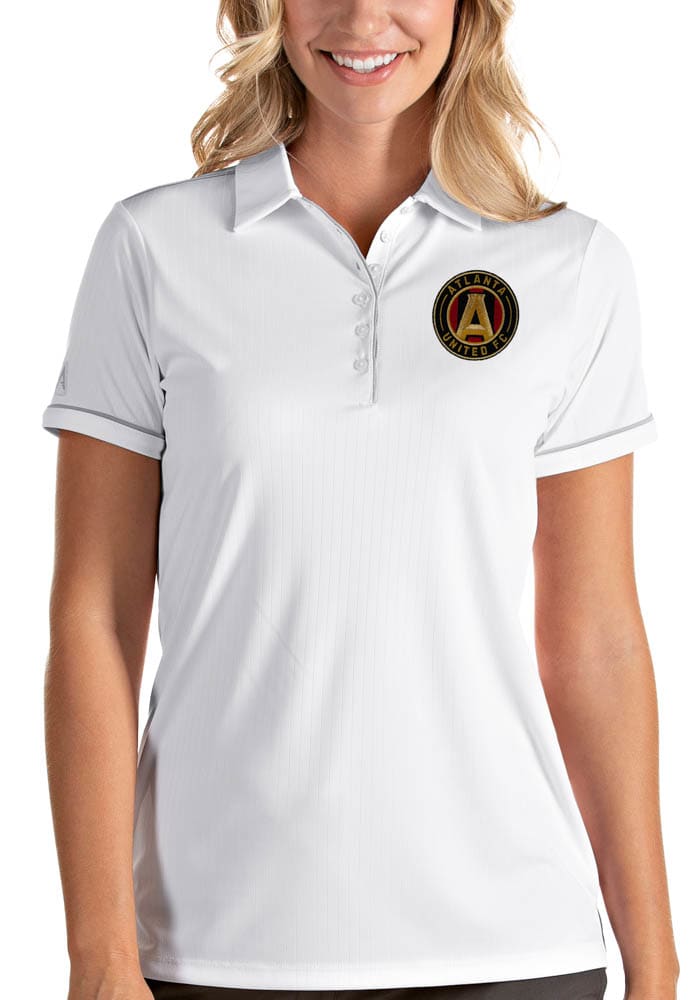Antigua Atlanta United FC Womens White Salute Short Sleeve Polo Shirt